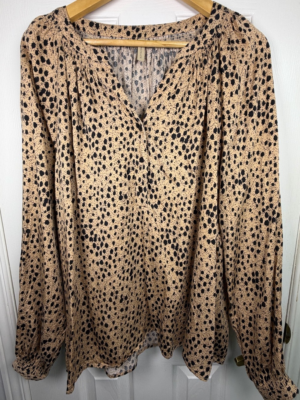 Soyaconcept Brown Black Leopard Print Blouse XL Lyocell Animal Print Boho Chic